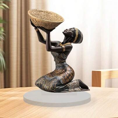 Figura decorativa de mujer africana de estilo art decó en acrílico - Tema inspirador, uso multipropósito, material acrílico, montaje sobre mesa - Coleccionable perfecto para decoración del hogar e ideal como regalo de Navidad