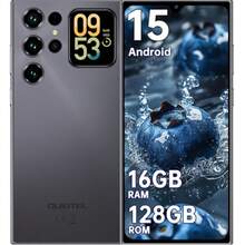 OUKITEL C62 安卓 15 智能手机，无合约 - 6.88 英寸高清+后置显示屏，16GB 运行内存 + 128GB 机身存储，5000mAh 电池，价格实惠，双卡双待，无锁/面部识别/GPS/OTG - 黑色 - 查看 1