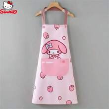 Sanrio 【正版授权】1件三丽鸥Hello Kitty Merlot Jade Guigou动漫围裙 - 可爱卡通图案，粉色蝴蝶结、爱心和星星设计，耐用厨房居家烹饪服，粉丝礼物，可爱围裙，烹饪服，活泼设计，优质面料，情人节礼物 - 彩色 - 查看 10