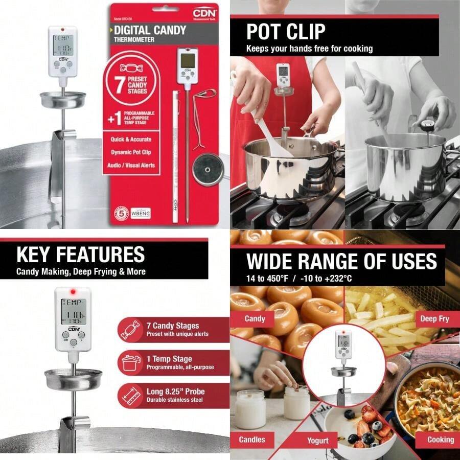 CDN TCG400 Termómetro tipo regla para confección de golosinas y frituras, , Blanco, 1, 1(Digital Candy Thermometer) - Tipo 1 - Ver 1