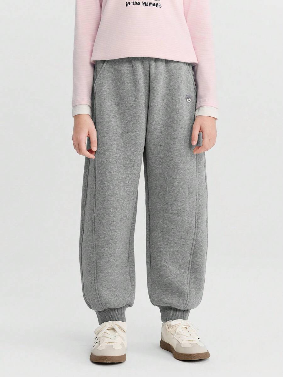Balabala Pantalones de felpa para niñas preadolescentes NaiPuPu, cálidos y acogedores para el invierno 2025 - gris medio - Ver 1