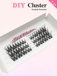 24pcs/Set CC Curled Natural Soft Faux Mink Eyelashes, Individual Cluster Eyelash Extensions, Makeup Tools - Black - View 2