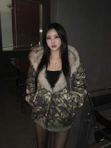 American Retro Boom Brand Wool Zip Cardigan Hoodie For Women, Autumn/Winter Couple's Luxurious Casual Outerwear, Boom Coat, Winter Fur Hoodie, Winter Jacket, Fur Jacket, Down Jacket For Women - AA - 查看 2