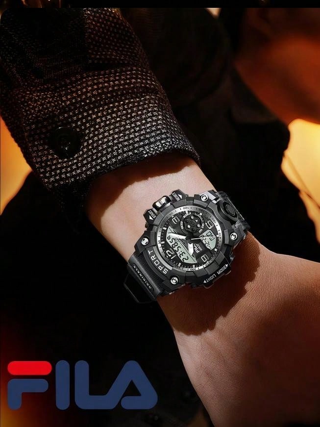 FILA 数字运动手表 – 防水、秒表、背光和日期显示 | 优质 NATO 表带，耐用舒适 | 男女通用，适合工作、学校和户外活动