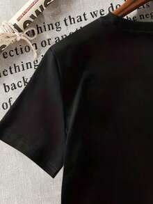 男童卡通恐龙印花圆领短袖休闲T恤 - 黑色 - 查看 6