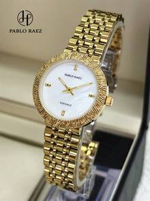 Pablo Raez 1 pezzo Orologio da donna di lusso in oro 18K, gioiello di moda, orologio da polso blu, accessori in acciaio inossidabile, movimento al quarzo, colore dorato IPG antiossidante, orologio da abito - Tagli Unica - Visualizzare 7