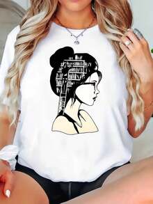 Camiseta 100% algodón de Talla Grande para Mujeres Jóvenes con Estampado de Elefante - 100% Casual Cuello Redondo Manga Corta Top para Primavera/Verano Ropa Urbana, Ropa de Tallas Grandes | Estampado de Elefante Juguetón | Textura Brillante - Blanco - Ver 2