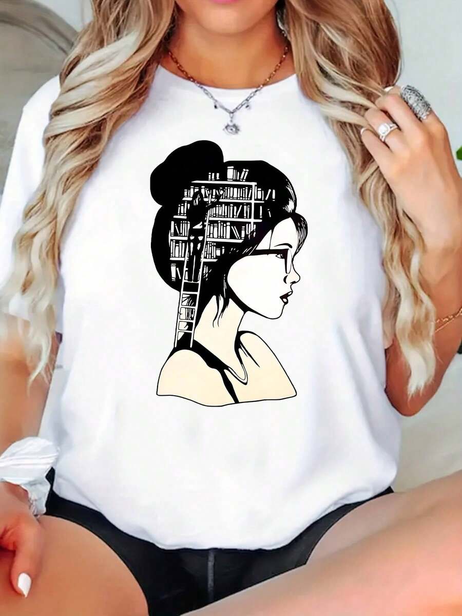 Camiseta 100% algodón de Talla Grande para Mujeres Jóvenes con Estampado de Elefante - 100% Casual Cuello Redondo Manga Corta Top para Primavera/Verano Ropa Urbana, Ropa de Tallas Grandes | Estampado de Elefante Juguetón | Textura Brillante