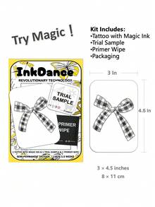 1 Set Bowknot Revolutionary Technology Tattoo Stickers, Semi-Permanent Tattoo, Temporary Tattoo, Long-Lasting, Waterproof, Realistic Tattoo Effect, Plant-Based Formula, X113 - Black - View 3