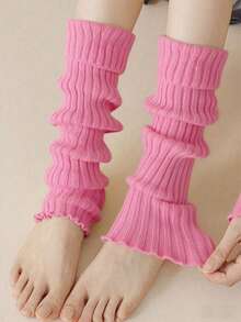 6 Pairs Women's Solid Color Vertical Striped Leg Warmers, Simple Fashion Versatile Autumn/Winter, Cozy - Multicolor - View 7