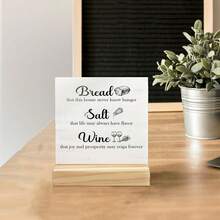 Mtrgdn Wine Signs For Home Decor,Inspirational Desk Decor,Kitchen Decor Bread Salt Wine Wooden Sign Desk Decor For Farmhouse Home Kitchen Table Shelf Decoration, Housewarming Gifts For Woman - Inspirational 12 - View 8