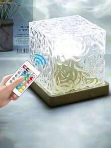 1pc 16-Color LED Night Light, Christmas Decor, Room Decor, With Remote Control - Decorative Art Wave Projection Lamp, USB Powered Electronic Light, Home, Dorm, Bedroom Decor With Purple Light, Excellent Effect