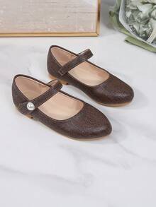 1 Pair Simple & Fashionable Flat Pearl Decor Girls Casual Outdoor Shoes