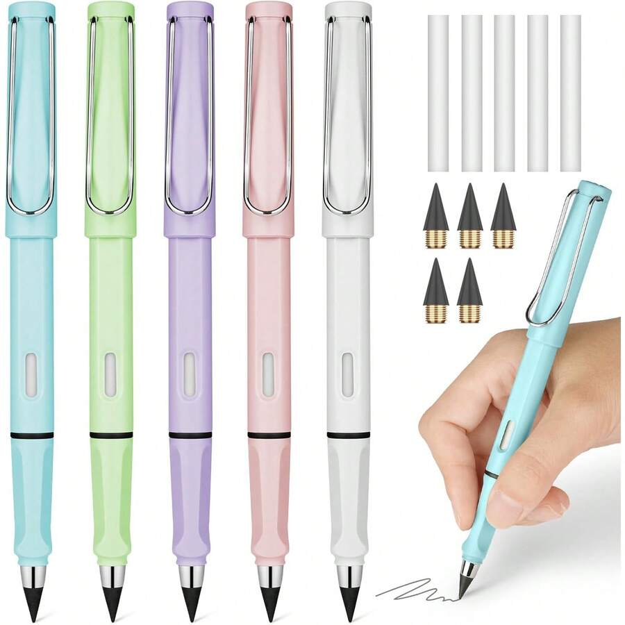 永恒沙铅笔，不易折断，儿童先进技术，HB自动铅笔，无需削尖，素描无痕彩色铅笔，返校季必备 - 1支-(筆殼顏色隨機) - 查看 1