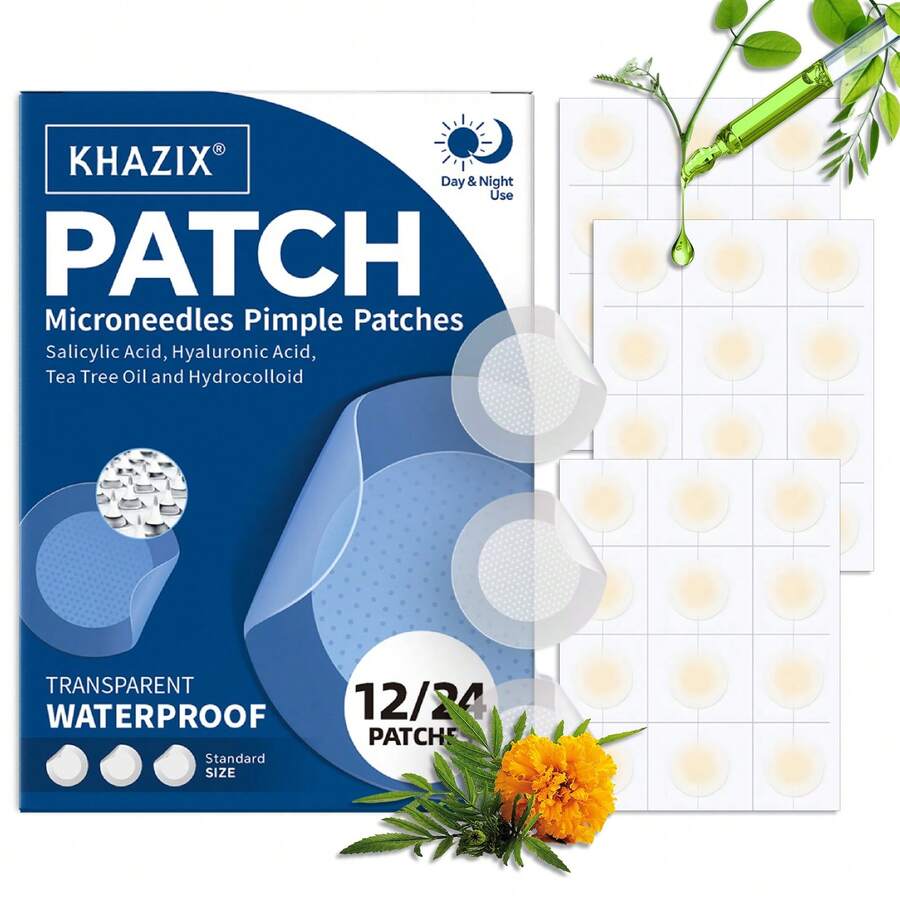 24/12pcs Blemish, Scar, Acne Cover Patches, Hydrocolloid Material With Tea Tree Oil & Premium Essence, Comfortable Breathable Gentle Non-Irritating - White - View 1