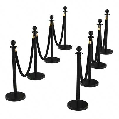 6-Pack Crowd Control Stanchions With 4 Velvet Ropes & 26FT Red Carpet Set,Rope & Stable Base Safety Barriers For Hotel, Theater, Event & Party