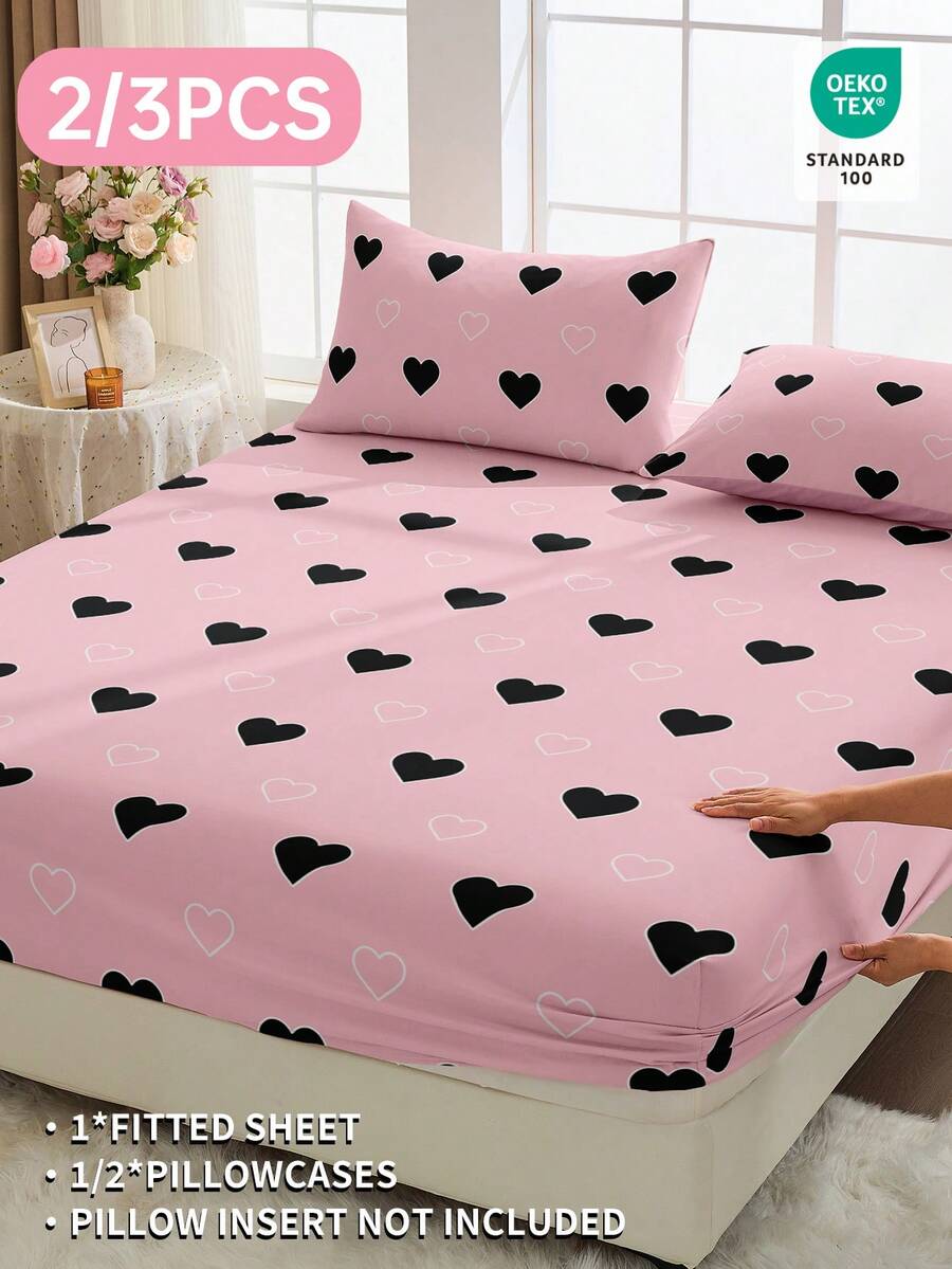 2/3pcs Fitted Sheet Set, Bedding, Mattress Protector, Bed Cover, Bed Sheet, Home Decoration, Cozy Home Textile, Breathable And Anti-Pilling Mattress Protector, Soft And Skin-Friendly, Soft And Comfortable Bedding For Bedroom, Fashional Mattress Cover, Fully Covered Mattress Protector