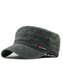 Nuovo cappellino militare di FASHOW, colore tinta unita lavato, adatto per attività all'aperto e sport, berretto da baseball minimalista personalizzato, stile flat top - berretto militare FS - Visualizzare 5
