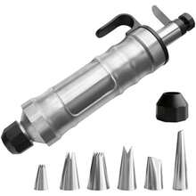 Juego de pistola de decoración de glaseado, kit de decoración de pasteles de acero inoxidable, herramienta de tubería de glaseado de crema de mantequilla, 6 boquillas de glaseado para pastelillos(default) - Tipo 1 - Ver 2