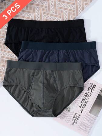 3条装 男士100%纯棉多色日常休闲三角裤