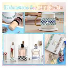 4 yardas de cinta con tiras de cristal de imitación autoadhesivas con gemas cuadradas de 4 mm para manualidades de decoración con brillo, coche, boda y decoración del hogar - Multicolor 1027 - Ver 6