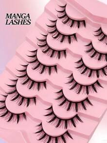 Asiteo 7 Pairs Cartoon Style False Eyelashes, Natural & Lengthening False Lashes, Anime Style Thin Strip Fake Lashes With Pointed Ends, Suitable For Daily Makeup, Cosplay, Party And Reusable - Spiky Manga Lashes - View 6