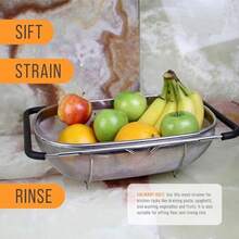 Kitchen SinksU.S. Kitchen Supply - Premium Quality Over The Sink Stainless Steel Oval Colander with Fine Mesh 6 Quart Strainer Basket and Expandable Rubber Grip Handles - Strain Drain Rinse Fruits Vegetables by U.S. Kitchen SupplyKitchen Sinks - Acero inoxidable - Ver 6