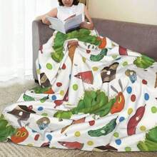 Cozy Caterpillar-Themed Flannel Throw Blanket - Ultra-Soft, All-Season Comfort For Sofa & Bed, Modern Digital Print Design, Machine Washable Polyester, Perfect For Travel, Camping & Naps, Flannel, Unique Holiday Gift, Cozy Flannel Blanket - Multiple Sizes Available, Ultra Soft For Sofa/Bed, Winter Necessity - 彩色 - 查看 5