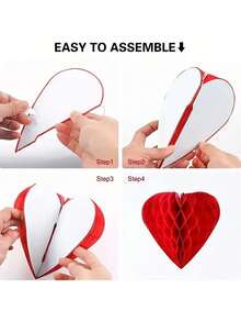 2 Stücke herzförmige Wabenpapierdekoration, Wabenkugeln geeignet für Valentinstag, Fotoprops, Hochzeitsdekoration, Jahrestag, Geburtstagsparty - Verschiedenfarbig - Übersicht 4