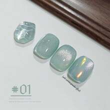 10ml Esmalte de uñas en gel con efecto de ojos de gato con brillo de mercurio y destellos, nueva fórmula de alta densidad con explosión de destello, blanco porcelánico para uñas de arte de ojos de gato. Suministros para uñas en rojo, amarillo, blanco y navideño