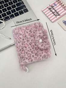 1pc Fashionable Leopard Print Coin Purse, Soft Plush Multi-Functional Foldable Coin Pouch, Cute Bluetooth Earphone Storage Bag, Multi-Pocket Pink Leopard Pattern Card Holder Wallet, Women/Girls - Multicolor - View 6