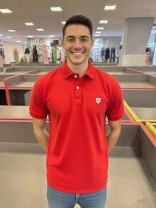 Men's Cotton Polo Shirt - 紅色 - 查看 1