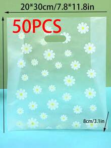 100 peças/50 peças/10 peças Sacolas de Festa com Estampa de Floco de Neve, Sacolas de Embalagem Margarida, Adequadas para Natal, Aniversário, Casamento ou Qualquer Ocasião Especial - Design Transparente Reutilizável, Aplicável para Sacolas de Presente, Suprimentos de Embalagem de Presente de Natal ou Marmitas, Sacolas de Embalagem de Alimentos - Salada de Frutas - Embalagem para Levar Bolo - Embalagem de Presente - Sacolas de Compras