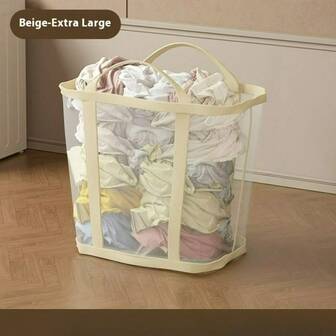 1pc Boho-Style Fabric Laundry Basket, Folding Mesh Bag Pop-Up Basket, With Side Pockets And Reinforced Handles, Folding Clothing Storage, Suitable For Laundry, Bathroom, Room, Dormitory, Travel Laundry Accessories, Durable Fabric Basket, Laundry Basket, Laundry Baskets