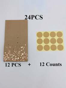 Bulk Elegant Rose Golden Kraft Paper Gift Bags Set With 12 Stickers - Beige & Golden Durable Kraft Paper, Golden Accent Packaging For Weddings, Birthdays, Showers, Tea Parties - Bulk Gift Wrap Supplies, Izable Label-Friendly - Multicolor - View 3