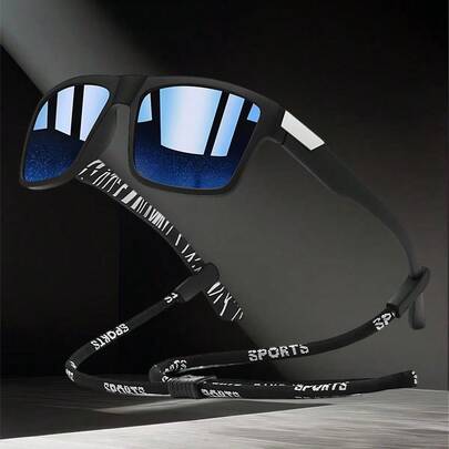 Retro Striped Pattern Square Unisex , Luxury Brand Designer Style, Tropical Beach Resort Summer Pastel Color Rectangular Glasses, Shiny Material, Elegant Aesthetics, Suitable For Holiday Outfits, Men's Classic Driving Fishing Travel Shopping Outdoor Casual Eyewear, Vintage Travel Driving Fashion , Protection