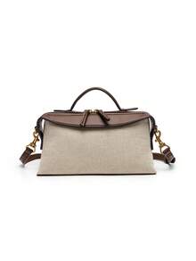 女士长方形帆布都市包，奢华设计师新款手提包，休闲托特包/斜挎包，适合日常穿着 - 彩色 - 查看 12