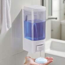 1/2个装壁挂式皂液器 - 白色 | 手动厨房/浴室防漏喷嘴容器，适用于液体/凝胶/洗发水/沐浴露/洗面奶，浴室皂液器，酒店浴室配件，现代浴室用品，厨房配件，厨房工具 - 白色 - 查看 3