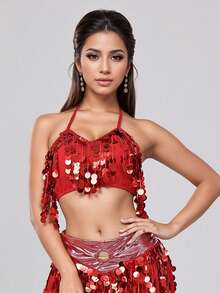 Sequin Fringe Halter Neck Decorative Accessory Set For Festival Rave Party Carnival Dance Performance - Multicolor - View 5