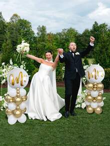 57pcs Gold Engagement Party Decorations - White And Gold Decor, Wedding Column Balloons, Mr & Mrs Balloons, Latex Balloons, Gold Engagement Rings - Gold Theme Engagement Decorations, Bridal Shower Bachelorette Party Decorations - Multicolor - View 3