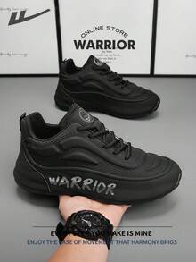 Warrior Comfortable Street Style Thick Soled Men's Shoes Autumn And Winter Comfortable Running Shoes Modest Style Casual Yet Sleek Sneakers Applicable Throughout The Year Wear-Resisting All-Day Wear Training Sneakers - Black - View 5