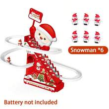 Zabawka w kształcie bałwana, kolejka górska, Święty Mikołaj, tor saneczkowy ze schodami, zestaw zabawek, wyposażony w migające diody LED i zabawki muzyczne, odpowiedni dla małych dzieci i młodzieży, idealny prezent na Boże Narodzenie. - Wielokolorowe - Zobacz 13