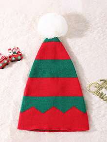 1pc New Christmas Hat, Holiday Knit Hat In Red & Green For Adults, Warm & Comfortable Christmas Party Women Winter Clothes - Multicolor - View 6