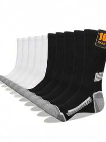 10 Pairs Men's Long Socks, Autumn/Winter Sports Crew Socks - Multicolor - View 11