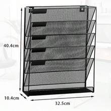 Five-Tier Wall-Mounted Metal File Rack/Storage Rack For Newspapers And Magazines, Office Supplies, Bookends, And Document Holders. - Purple - View 9