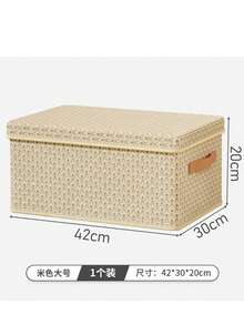 Caja de almacenaje en forma de V con tapa, plegable y de cartón duro reforzado, ideal para ropa y edredones, perfecta para el hogar. Dos colores, dos tamaños. - Beis - Ver 10