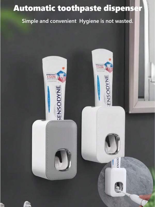 1 Piece Of Toothpaste Dispenser, Automatic Bathroom Toothpaste Distributor, Threaded Toothpaste Dispenser, Wall-Mounted Vacuum Toothpaste Extractor