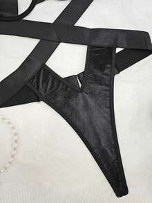 Women's Sexy One-Piece Lingerie, Tied Neck Hanging Hollow Sleepwear, Suitable For All Seasons, Honeymoon Night, Bedroom, Valentine's Day, Events,Sexy Lingerie - màu đen - Xem 4