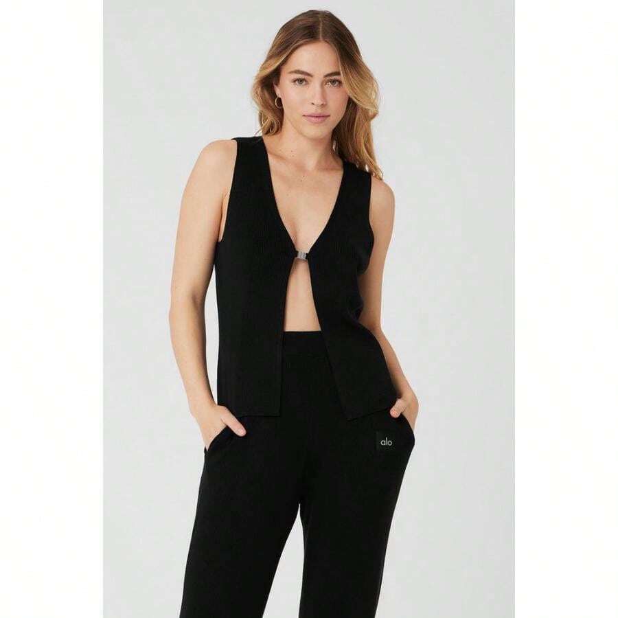 Alo Yoga Knit Salana Tank - Macadamia | | Pilates Set - 黑色 - 查看 1