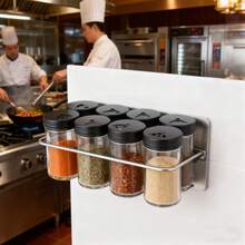 一套透明玻璃调料罐，配有黑色螺旋盖和孔，玻璃调料瓶，适用于厨房台面收纳，适合在家/餐厅存放盐、糖、香料等。 - 黑色 - 查看 5